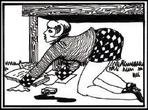 Woman under table